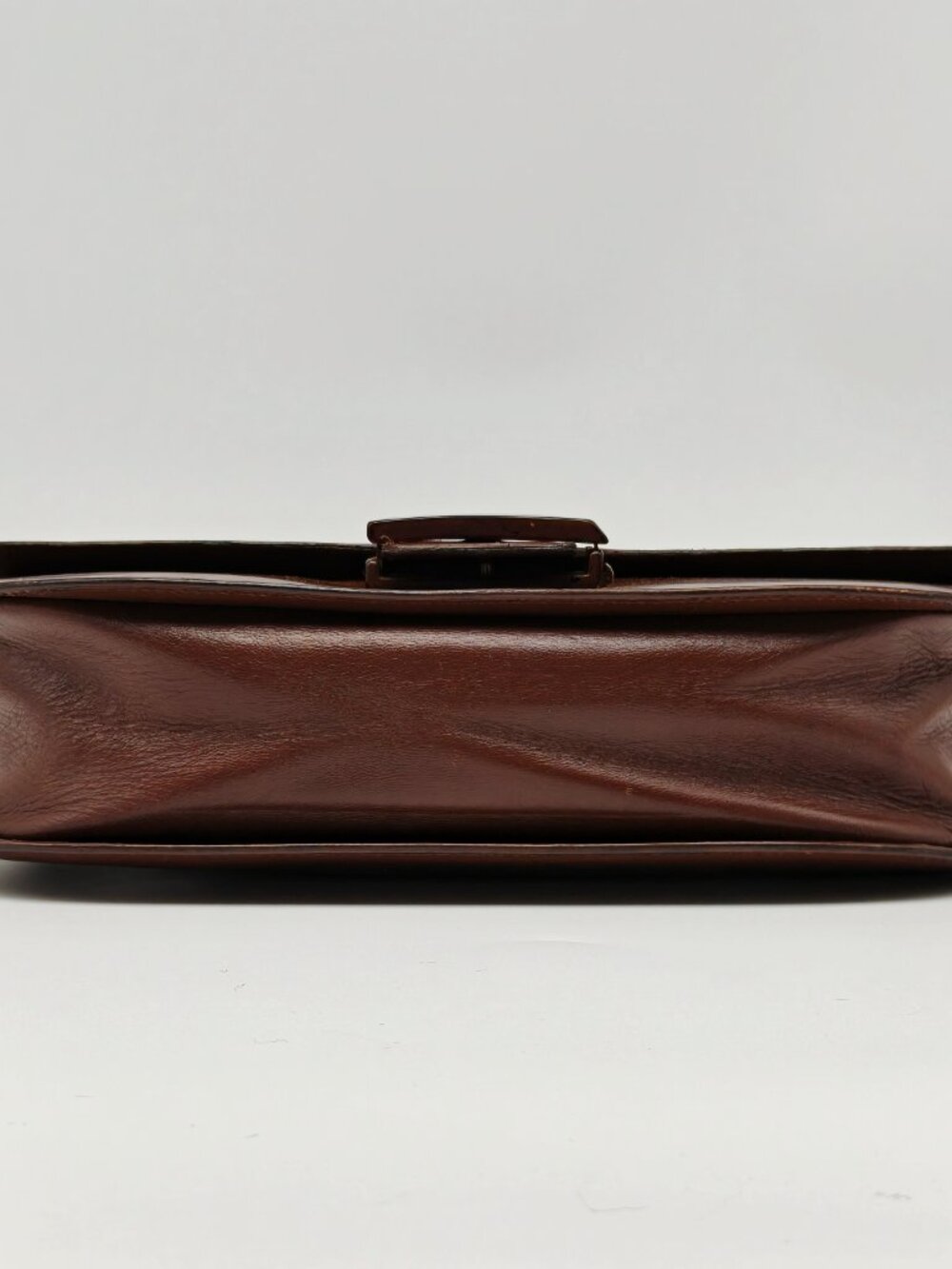 Vintage Prada Brown Leather Shoulder Bag Flap Clasp Logo Purse - Picture 6 of 14